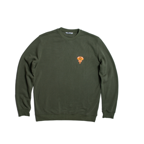 Sweatshirt en fibre bois kaki - logo orange
